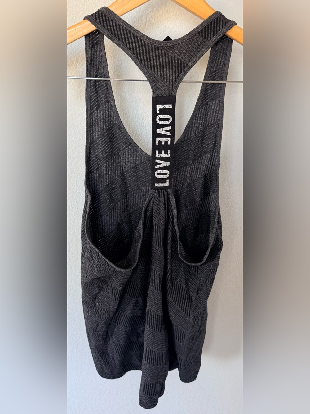Badgley Mischka Sport Black Racerback Athletic Tank – “Love, Love” Band (Medium)